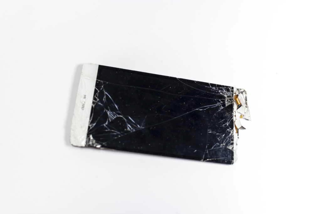 broken screen and frame of the smartphone