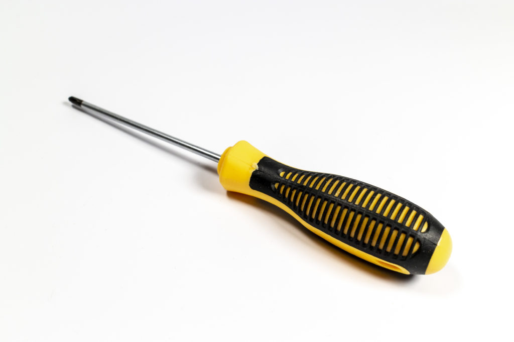 screwdriver with black and yellow handle