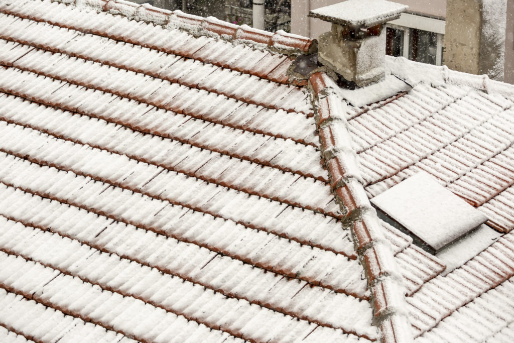 roof tiles covered in snow